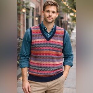 Brooks Brothers Fair Isle Wool Sweater Vest Men’s Medium Preppy Ivy